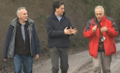 Ed Miliband in Moorland with Mick Lerry and Julian Taylor