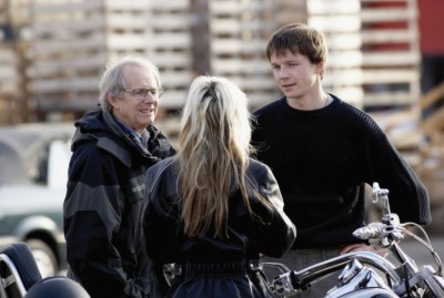Ken Loach on location during the making of 'It's a Free World'