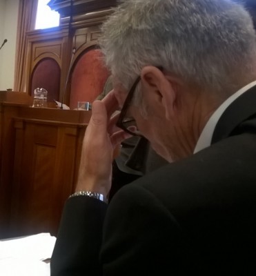 Cllr Mick Lerry prepares to present his motion on Sunday Trading