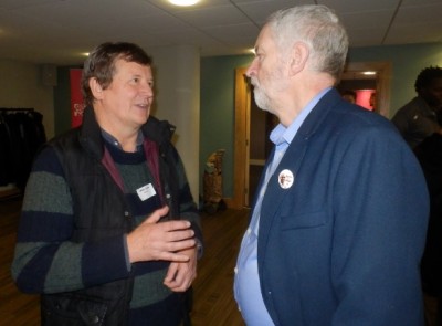 Somerset Labour's Andy Lewis (Councillor for Minehead) meets Labour Leader Jeremy Corbyn in Bristol