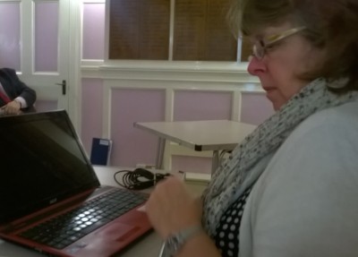 Cllr Kath Pearce (Westover) taking notes at the Town Development Forum