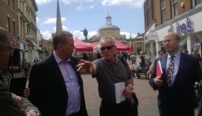 Cllr Lerry out and about discussing the local economy with the Town Team